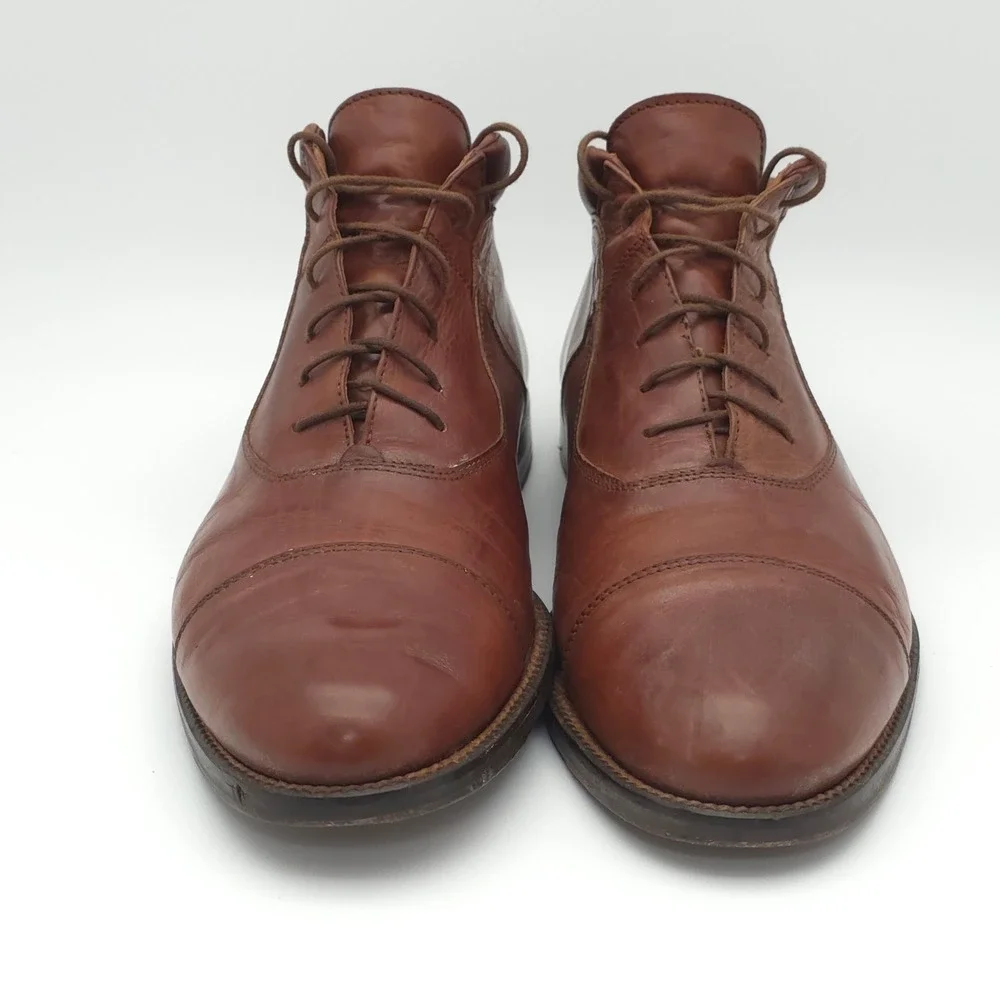 Johnston & Murphy Chukka Boots Mens 9.5 Leather Brown Cap Toe Made in Italy Work